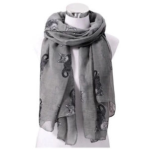 Gray & Black Tabby Cat Lightweight Scarf